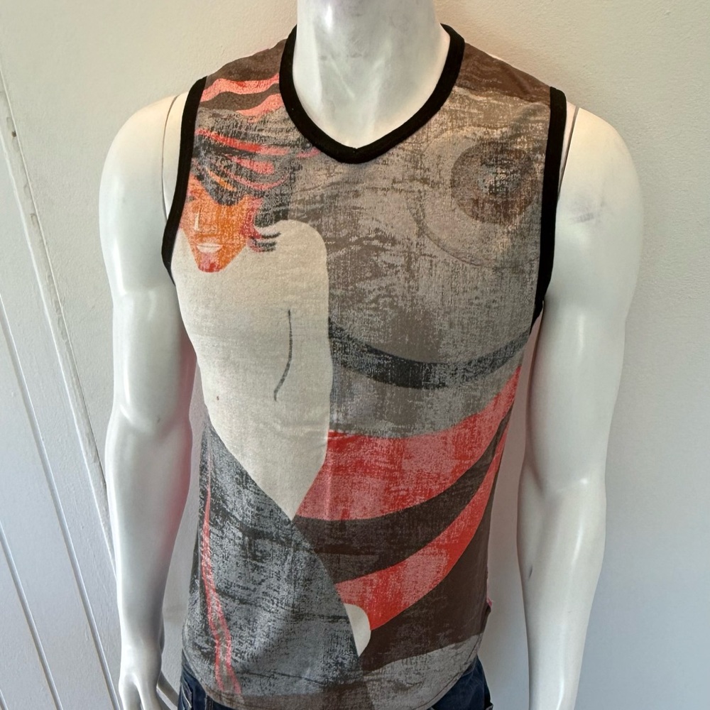 Custo Barcelona Men's Artistic Tank Top - Red, Gray, Black